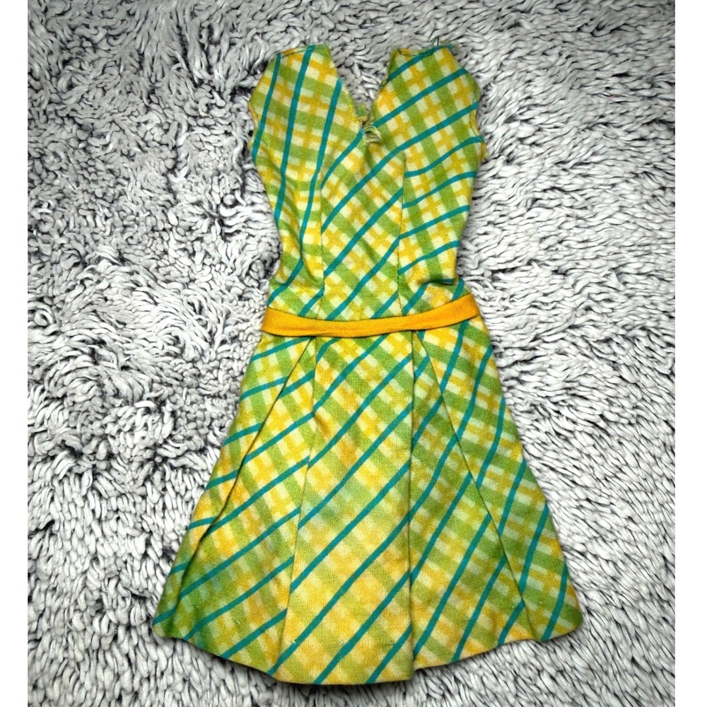 Vintage 1966 Barbie Color Magic Fashion Designer Mad Plaid Dress #4040 Mattel